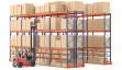 Pallet storage with shelves on the lower tiers